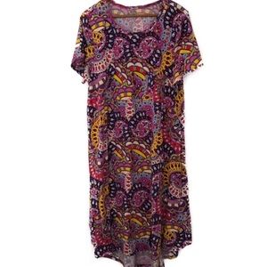 LULAROE FUNKY PSYCHEDELIC PRINT CARLY DRESS XL